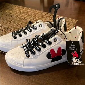 Disney White and Black Sneakers with Minnie Mouse Design